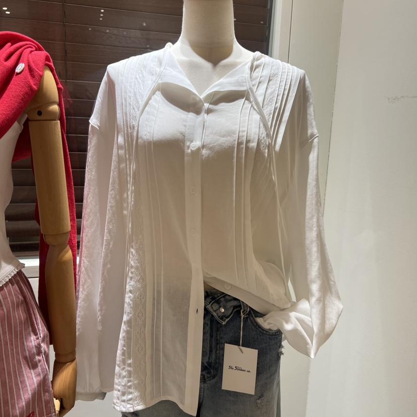 HEBON韓國直郵女士新品時尚26春夏休閑推薦襯衫蕾絲衫亞麻HEBON襯衫/蕾絲衫