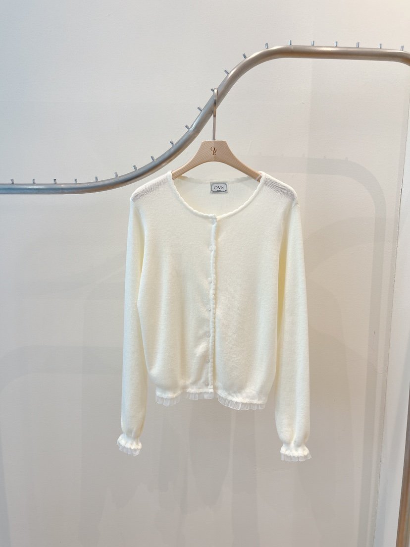 OVE韓國東大門代購女士新品職業26春夏針織衫奶油色羊毛衫OVE針織衫