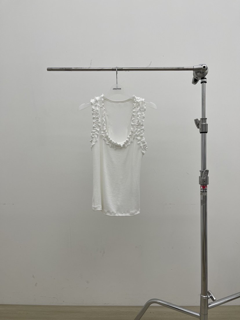 ATMOSPHERE韓國東大門代購女裝新品熱賣吊帶背心荷葉邊羅紋ATMOSPHERE/BLING吊帶/背心