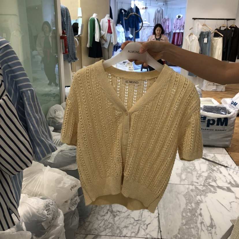 ALMOND韓國東大門代購女士新款時尚職業休閑針織衫亞麻開衫ALMOND針織衫