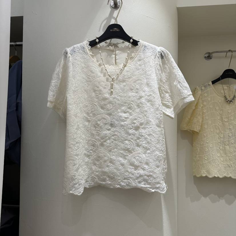 BIKINI東大門代購女士新品休閑26春夏襯衫蕾絲衫不含項鏈BIKINI襯衫/蕾絲衫