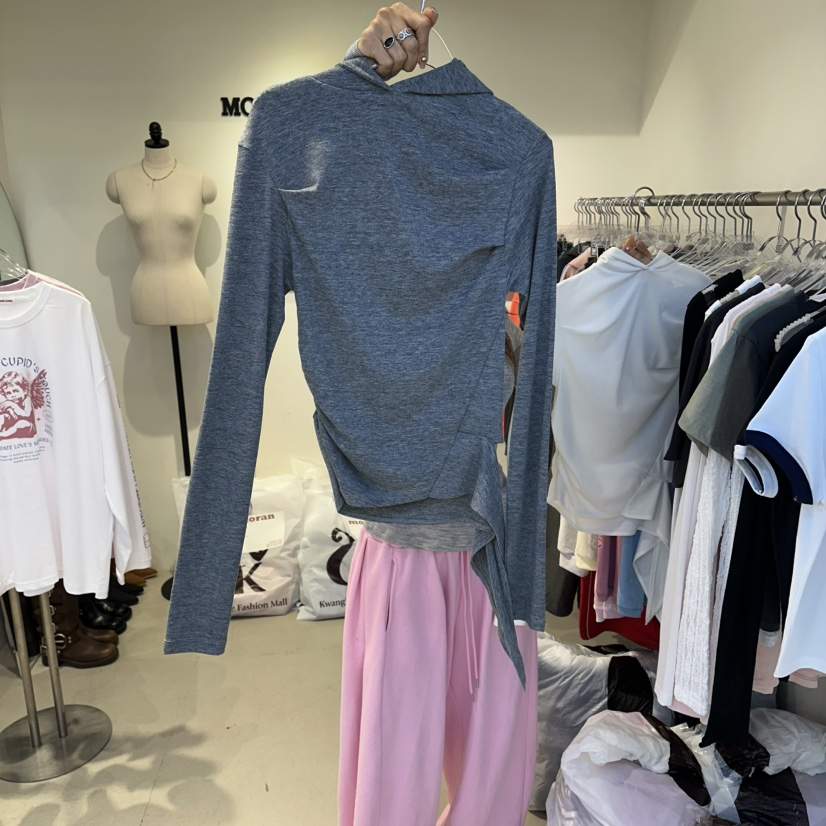 MORAN/MOSCO/SUGAR CASE東大門實拍女裝新品熱賣長袖T恤連帽衫褶皺MORAN/MOSCO/SUGAR CASE長袖T恤