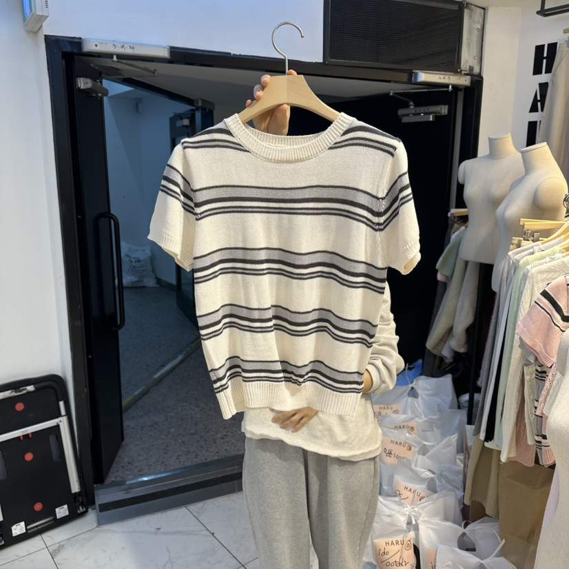 HARU-Q韓國代購女裝新款人氣休閑真品職業熱賣針織衫條紋HARU-Q針織衫