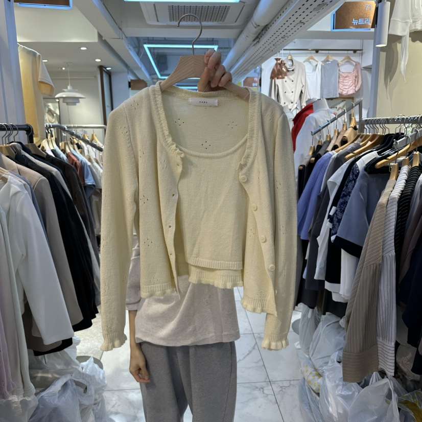 HARU-Q韓國直郵女裝新品推薦休閑時尚26春夏針織衫假兩件雙層HARU-Q針織衫