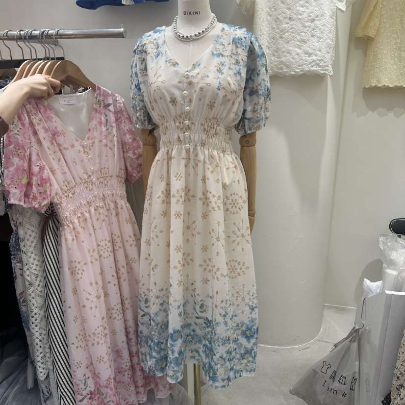 BIKINI韓國代購女裝新品26春夏真品時尚連衣裙不含項鏈刺繡BIKINI連衣裙