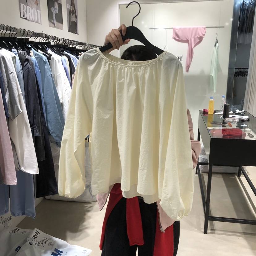 BROT韓國代購女士新品時尚推薦職業休閑26春夏襯衫蕾絲衫褶皺BROT襯衫/蕾絲衫