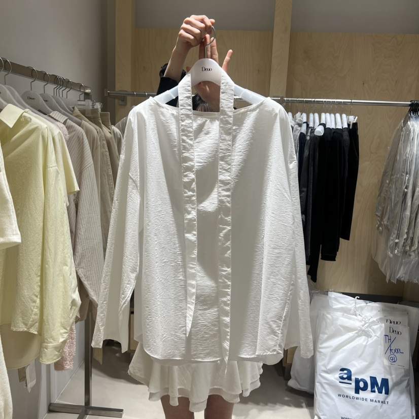 DEUO韓國代購女士新品人氣熱賣職業時尚襯衫蕾絲衫含脖帶DEUO襯衫/蕾絲衫