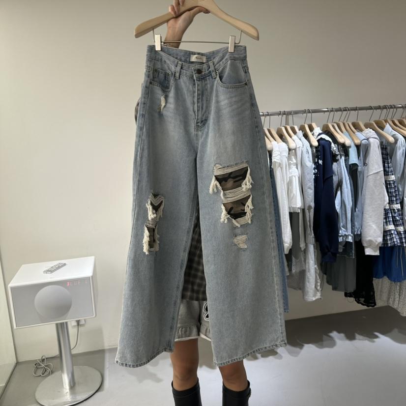 VAULT韓國直郵女裝新款時尚推薦人氣職業休閑26春夏牛仔褲迷彩VAULT牛仔褲