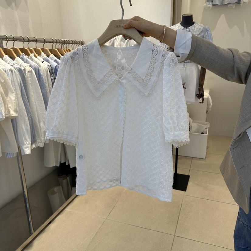 2nd B-S韓國代購女士新款26春夏推薦休閑人氣襯衫蕾絲衫2nd B-S襯衫/蕾絲衫