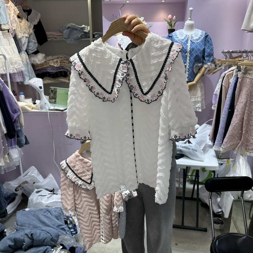 MS韓國東大門直郵女士新款職業人氣休閑時尚26春夏襯衫蕾絲衫MS襯衫/蕾絲衫