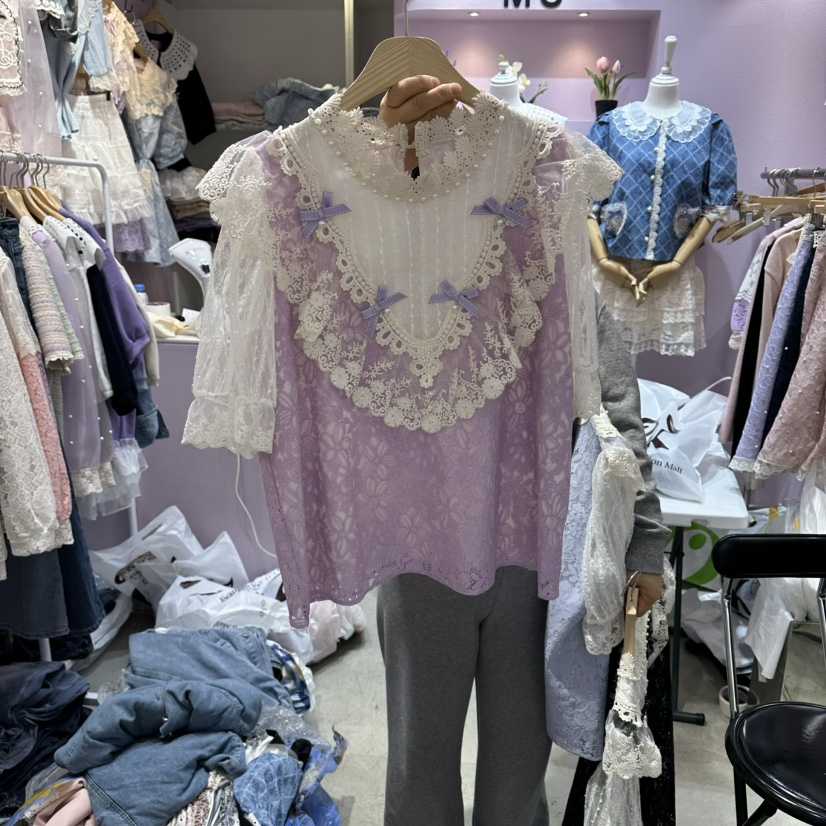 MS韓國直郵實拍女士新品人氣職業時尚推薦熱賣襯衫蕾絲衫MS襯衫/蕾絲衫