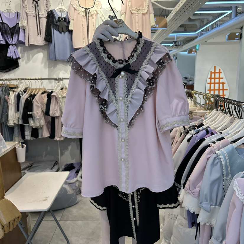 PAPA韓國直郵實拍女士新款休閑人氣推薦時尚26春夏襯衫蕾絲衫Papaine/HALMADE襯衫/蕾絲衫