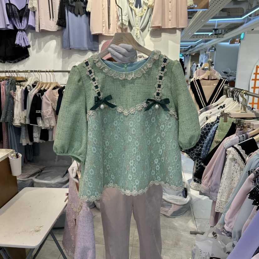 PAPA韓國直郵實拍女士新款熱賣人氣休閑職業26春夏襯衫蕾絲衫Papaine/HALMADE襯衫/蕾絲衫