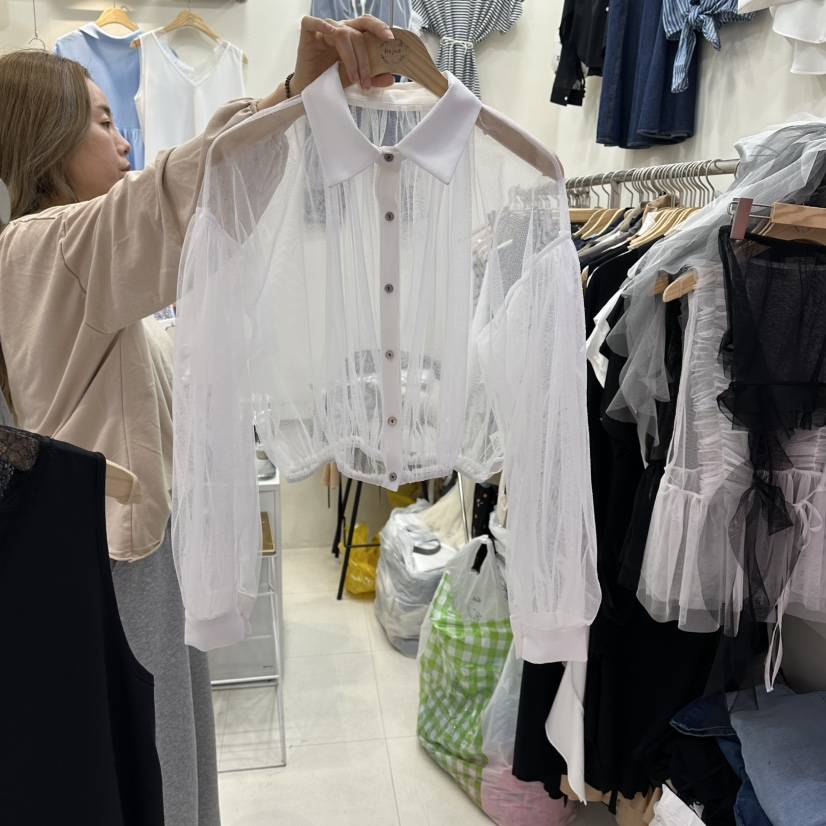 HOJAE韓國東大門直郵女裝新款職業26春夏襯衫蕾絲衫不含內搭MID-LEVEL JUMP襯衫/蕾絲衫