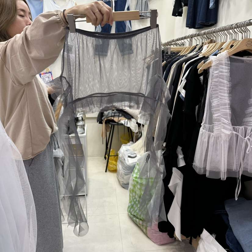 HOJAE韓國直郵實拍女裝新款職業休閑人氣短裙不含褲子荷葉邊MID-LEVEL JUMP短裙