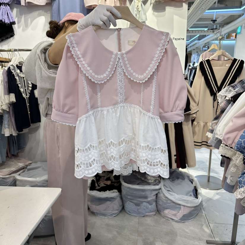 PAPA韓國直郵實拍女裝新品推薦休閑時尚人氣職業襯衫蕾絲衫Papaine/HALMADE襯衫/蕾絲衫