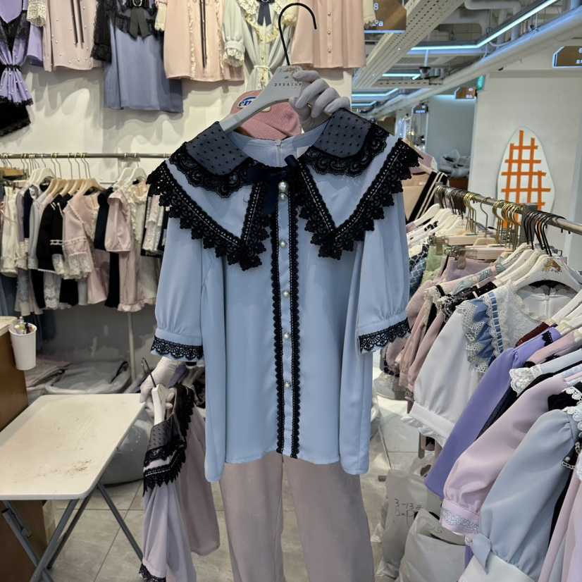 PAPA韓國直郵女裝新品26春夏職業人氣休閑時尚襯衫蕾絲衫Papaine/HALMADE襯衫/蕾絲衫