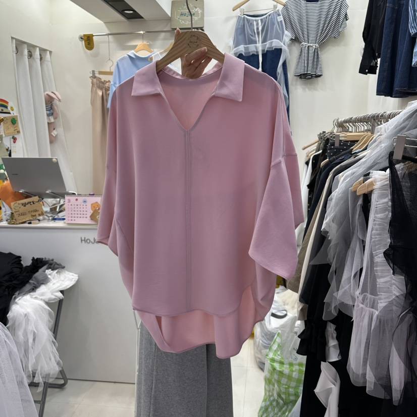 HOJAE韓國代購女士新品人氣時尚熱賣職業26春夏襯衫蕾絲衫褶皺MID-LEVEL JUMP襯衫/蕾絲衫