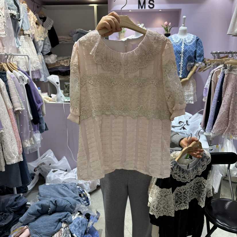 MS韓國東大門直郵女裝新款人氣26春夏熱賣時尚襯衫蕾絲衫MS襯衫/蕾絲衫