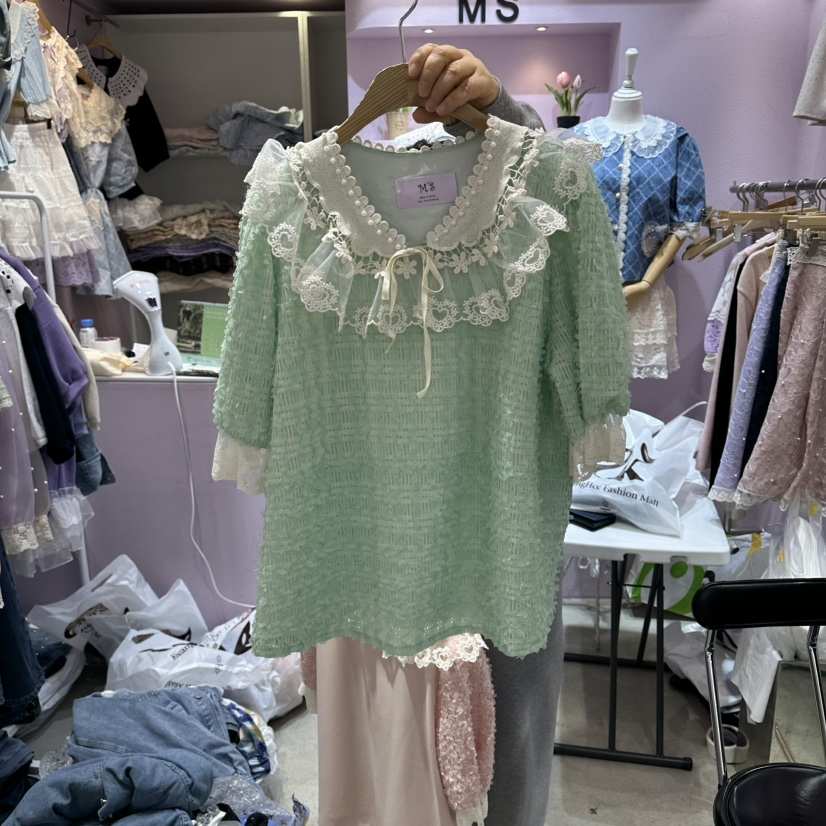 MS韓國東大門代購女士新品推薦休閑熱賣26春夏襯衫蕾絲衫MS襯衫/蕾絲衫