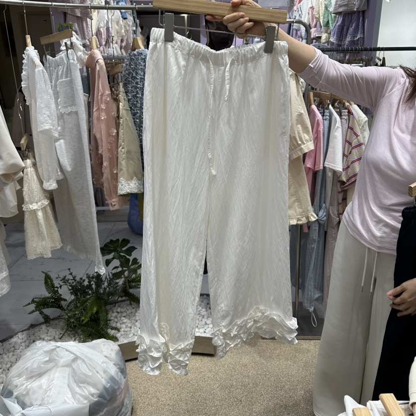 VIRUS韓國直郵實拍女裝新款休閑推薦人氣熱賣休閑褲荷葉邊VIRUS休閑褲