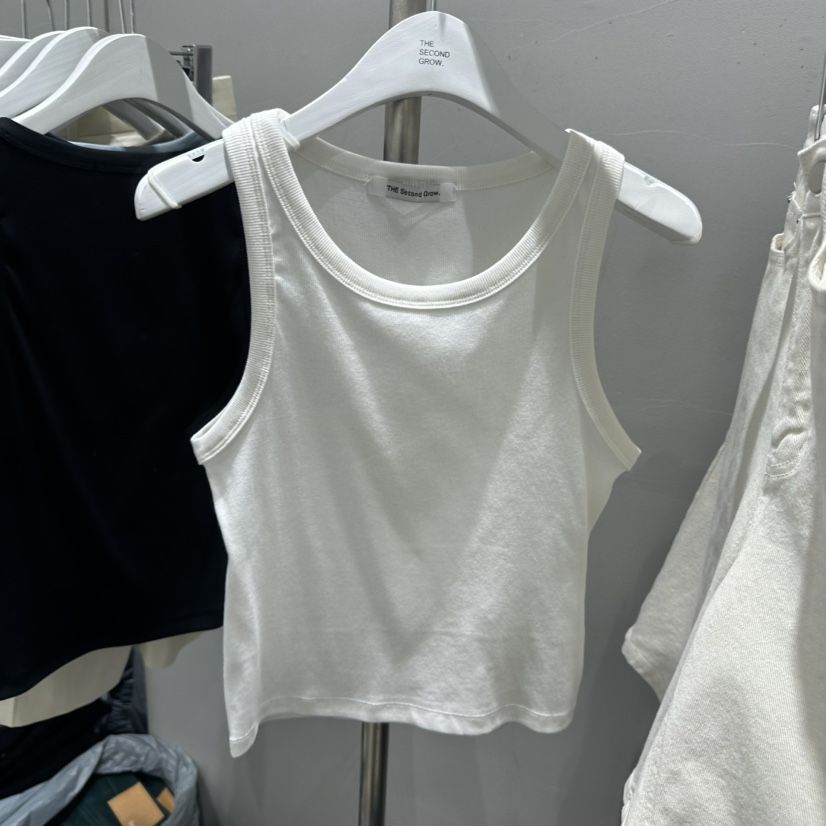 THE SECOND GROW/QUEENSRABBIT韓國東大門直郵女裝新品職業吊帶背心羅紋THE SECOND GROW/QUEENSRABBIT吊帶/背心