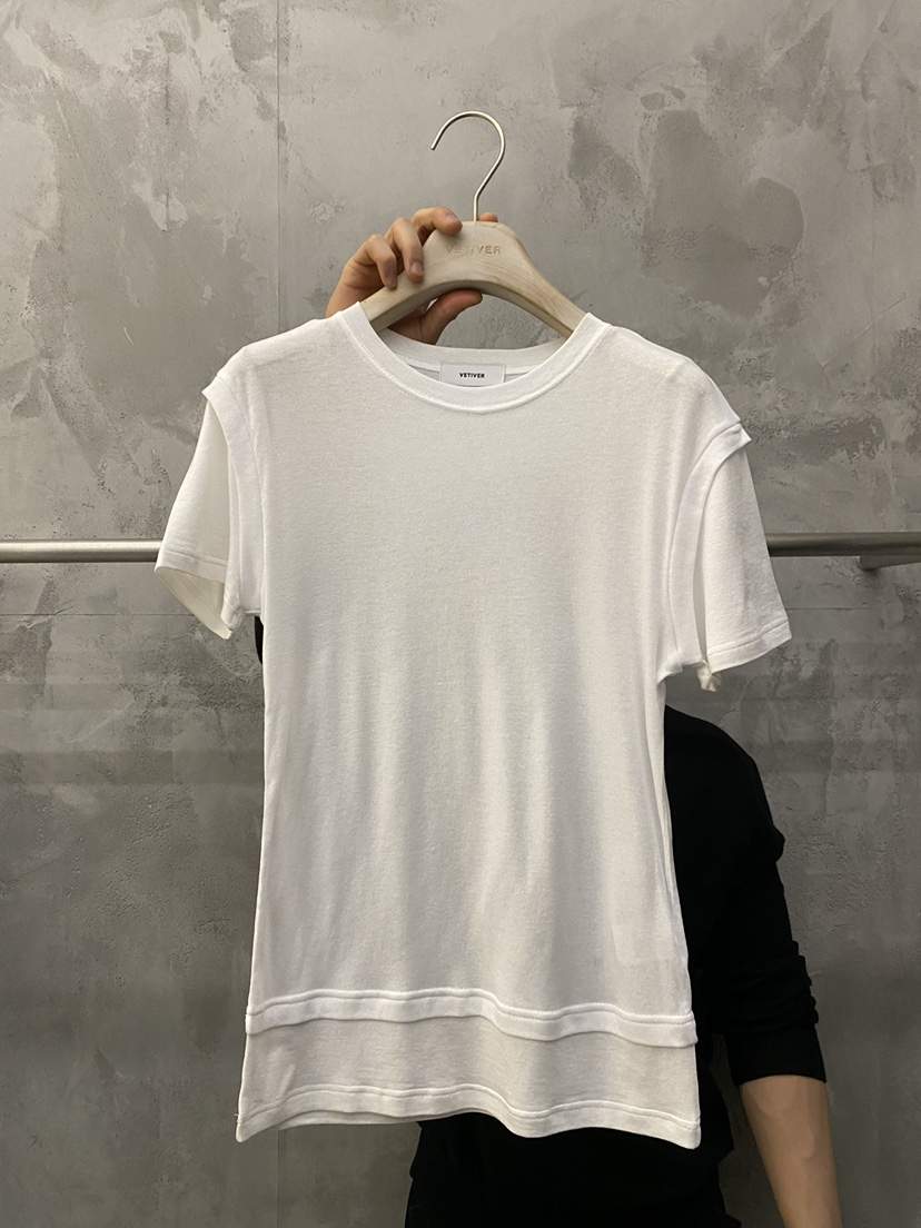 THE VETIVER-A韓國直郵女士新品休閑熱賣推薦T恤假兩件VETIVERT恤