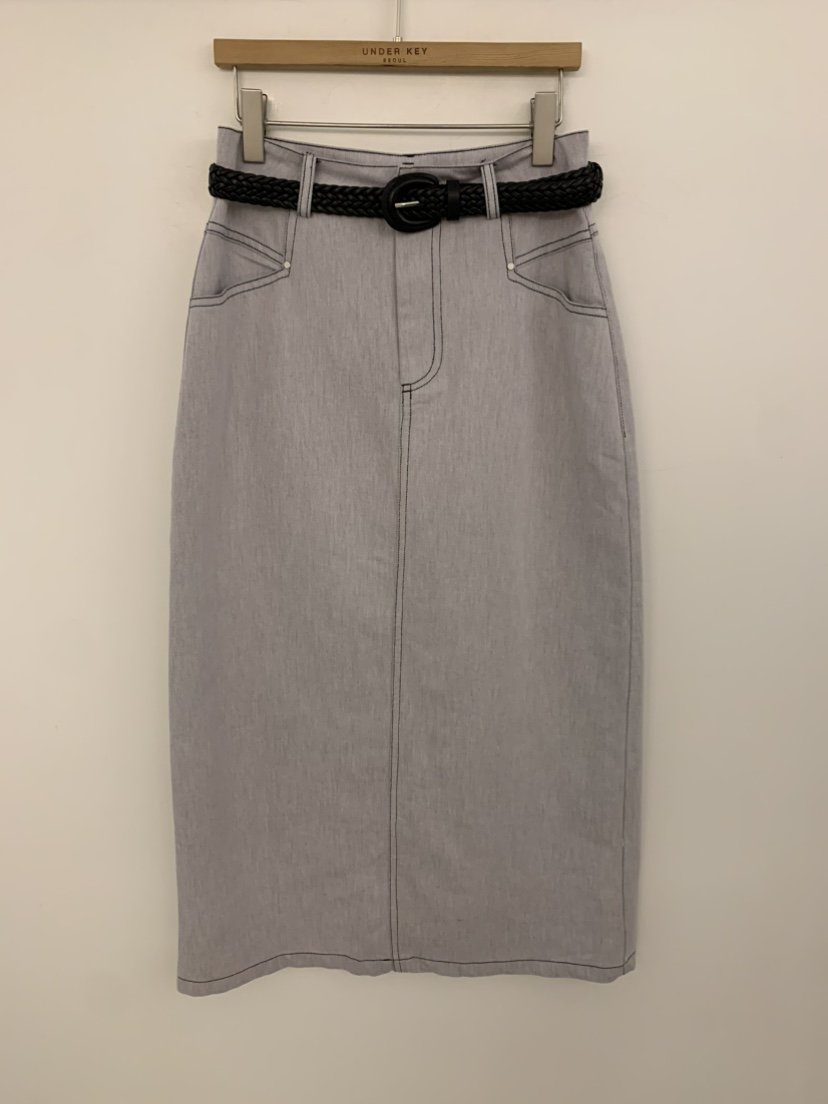 UNDER KEY韓國東大門直郵女裝新款人氣休閑熱賣長裙含腰帶UNDER KEY長裙