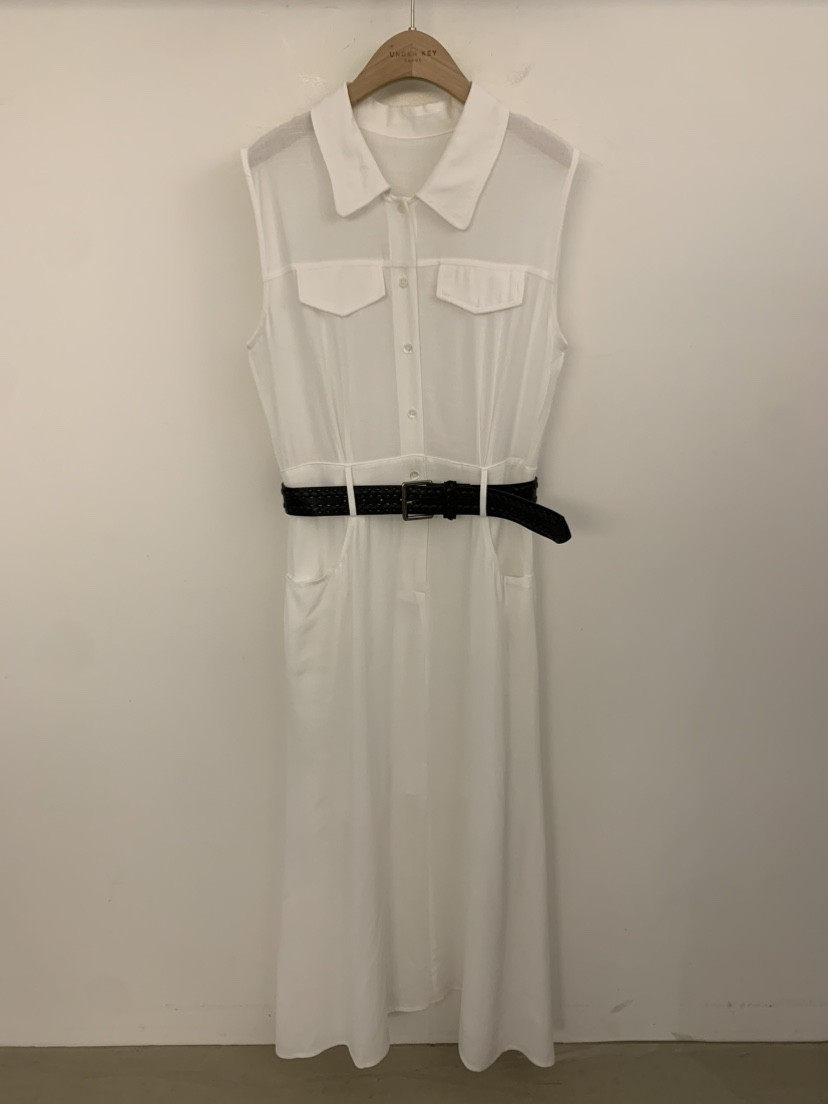 UNDER KEY韓國東大門直郵女裝新品26春夏連衣裙含腰帶亞麻布UNDER KEY連衣裙