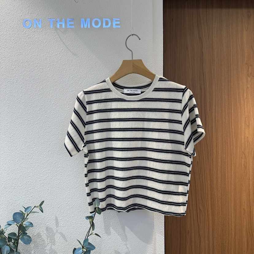 ON THE MODE韓國直郵實拍女士新款26春夏推薦職業T恤條紋ON THE MODET恤