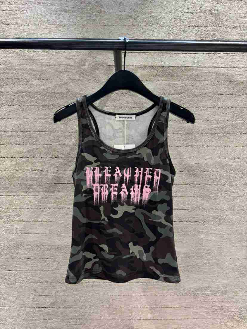 SUGAR CASE韓國東大門直郵女士新品職業休閑吊帶背心迷彩SUGAR CASE吊帶/背心
