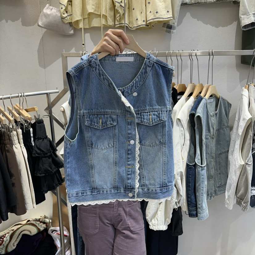 HIPTIQUE韓國東大門代購女士新款熱賣職業休閑26春夏馬甲蕾絲HIPTIQUE馬甲