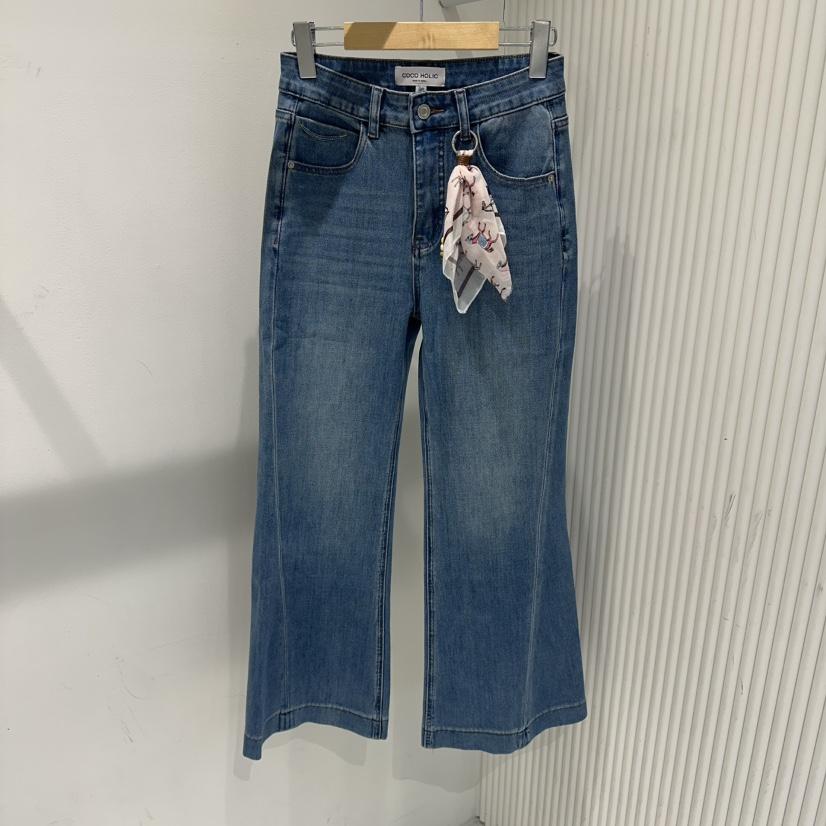 COCO HOLIC韓國東大門直郵女裝新品時尚牛仔褲含飾品喇叭COCO HOLIC牛仔褲