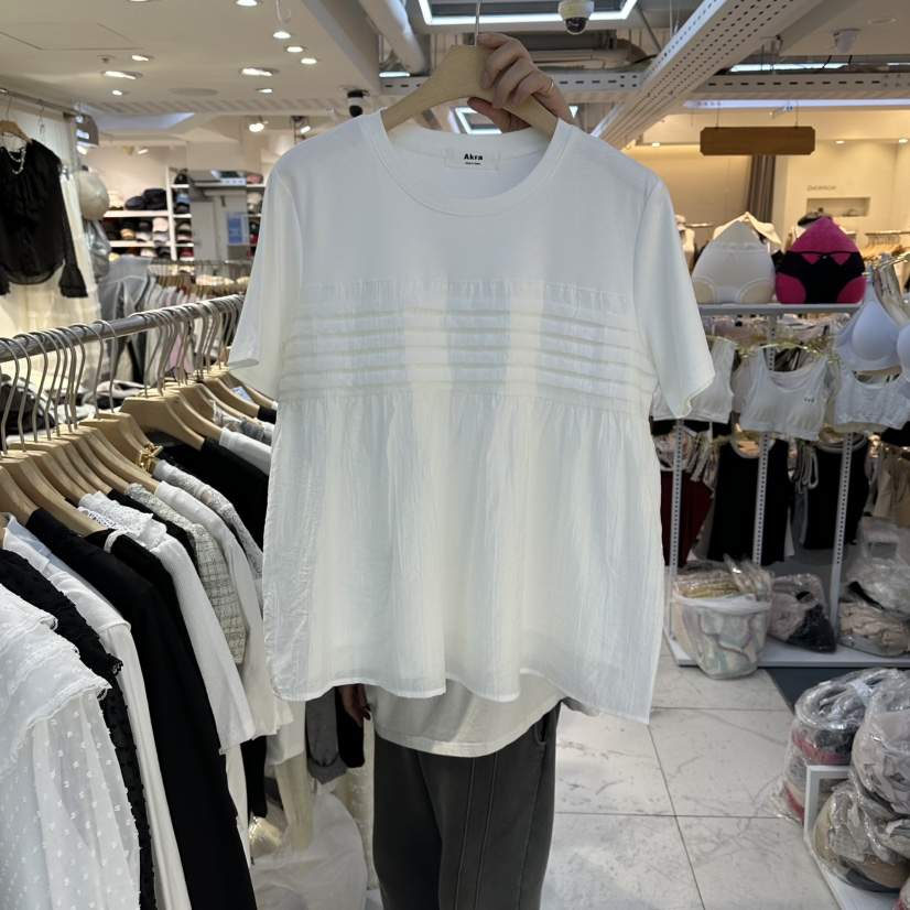 AKRA BY ART韓國代購女士新品休閑26春夏熱賣推薦T恤褶裥AKRA BY ARTT恤