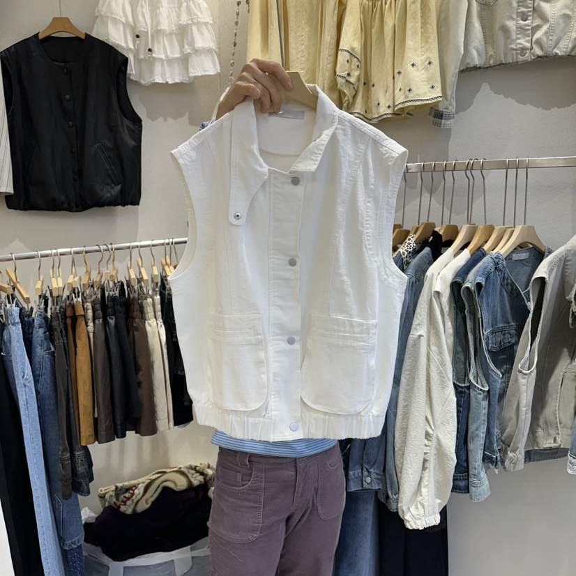 HIPTIQUE韓國東大門直郵女士新品推薦馬甲不含內搭口袋亞麻HIPTIQUE馬甲