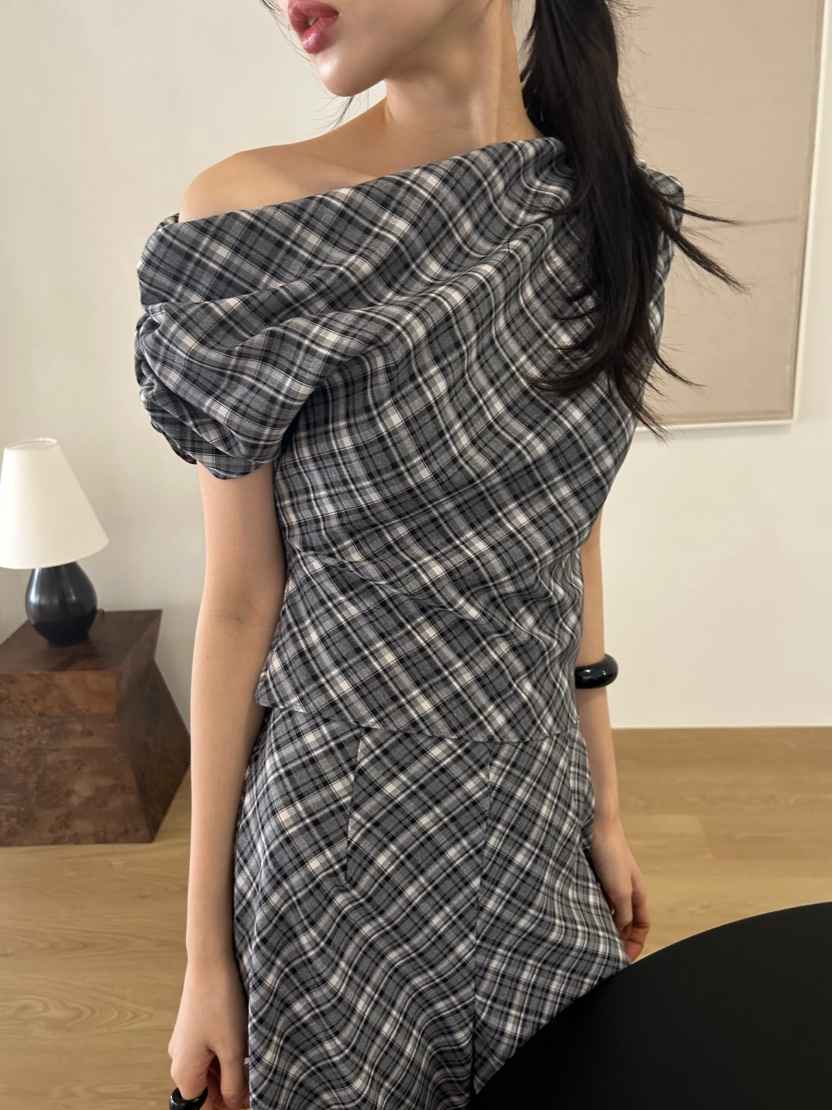 ME MO韓國直郵實拍女士新款休閑熱賣26春夏襯衫蕾絲衫格紋ME MO襯衫/蕾絲衫