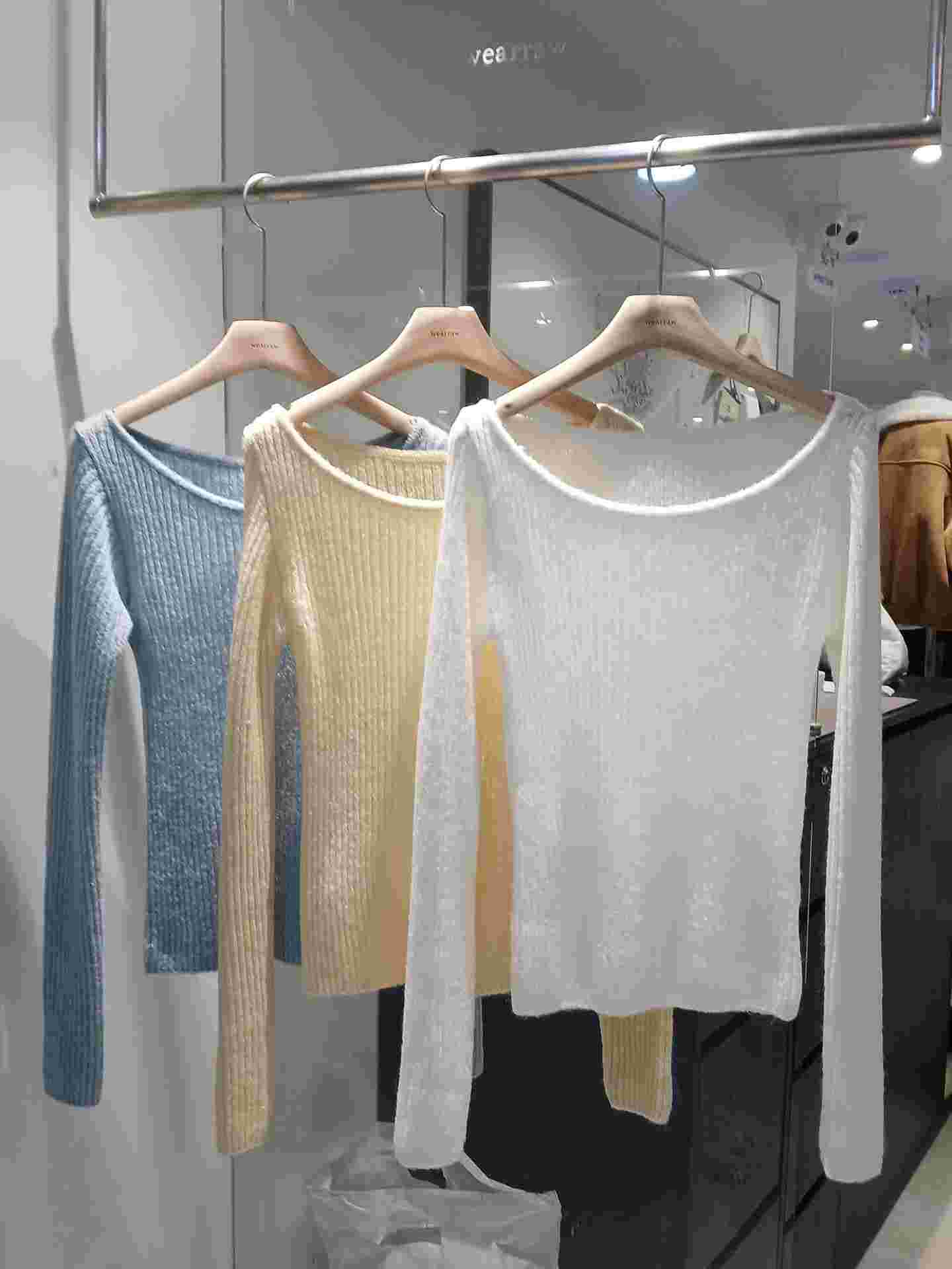 WEARRAW/WELL ROW韓國代購女裝新款休閑針織衫馬海毛船領WEARRAW/WELL ROW針織衫