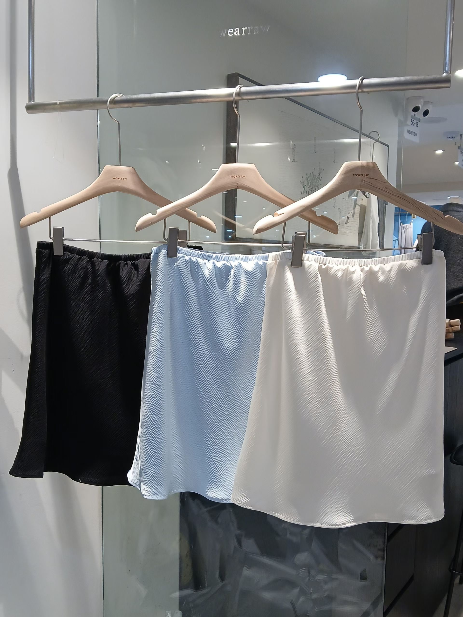 WEARRAW/WELL ROW韓國東大門直郵女士新款人氣半身裙中短裙褶皺緞面WEARRAW/WELL ROW半身裙/中短裙