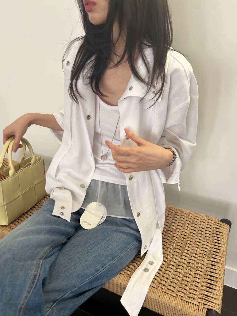 ME MO韓國直郵實拍女士新品休閑推薦26春夏夾克高領亞麻ME MO夾克