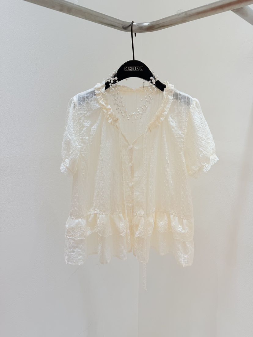 CORAL東大門實拍女士新品26春夏時尚真品襯衫蕾絲衫不含項鏈CORAL襯衫/蕾絲衫