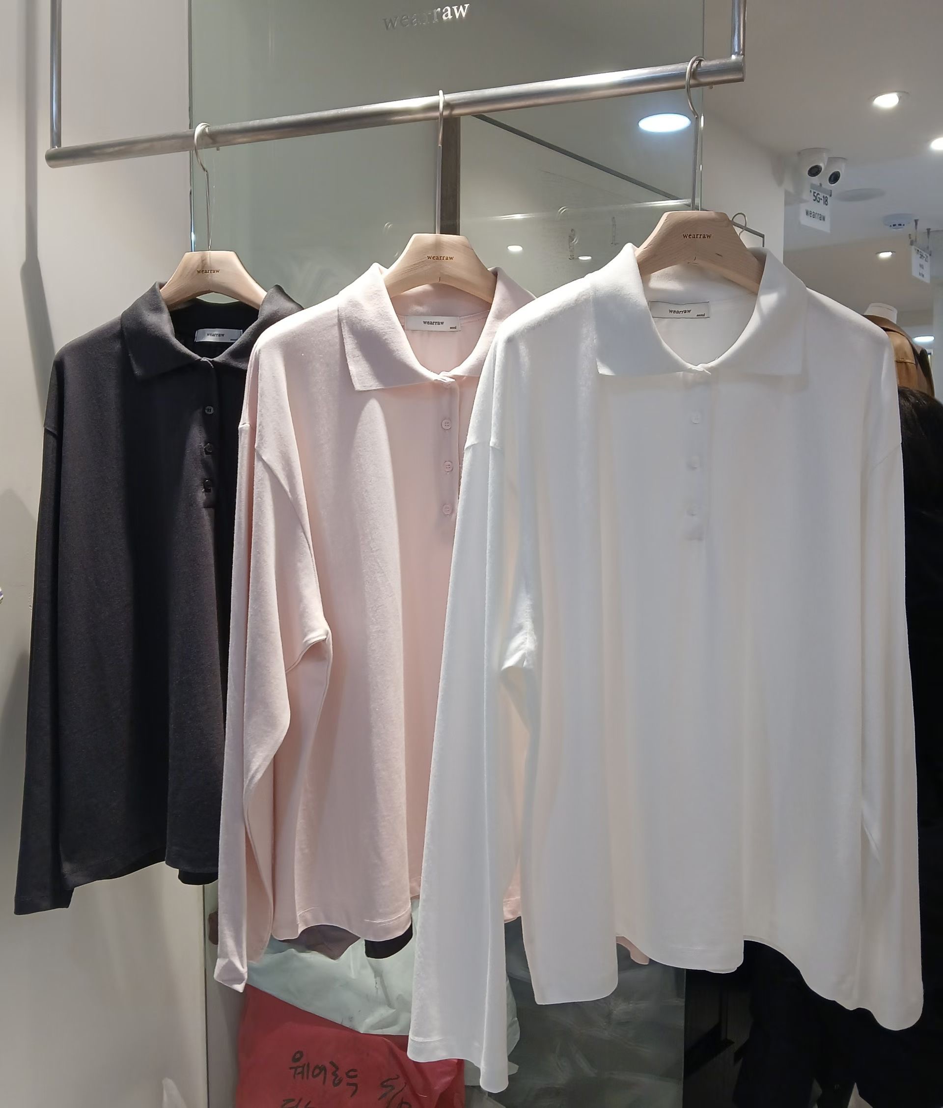 WEARRAW/WELL ROW韓國代購女裝新款真品長袖T恤寬松紐扣WEARRAW/WELL ROW長袖T恤