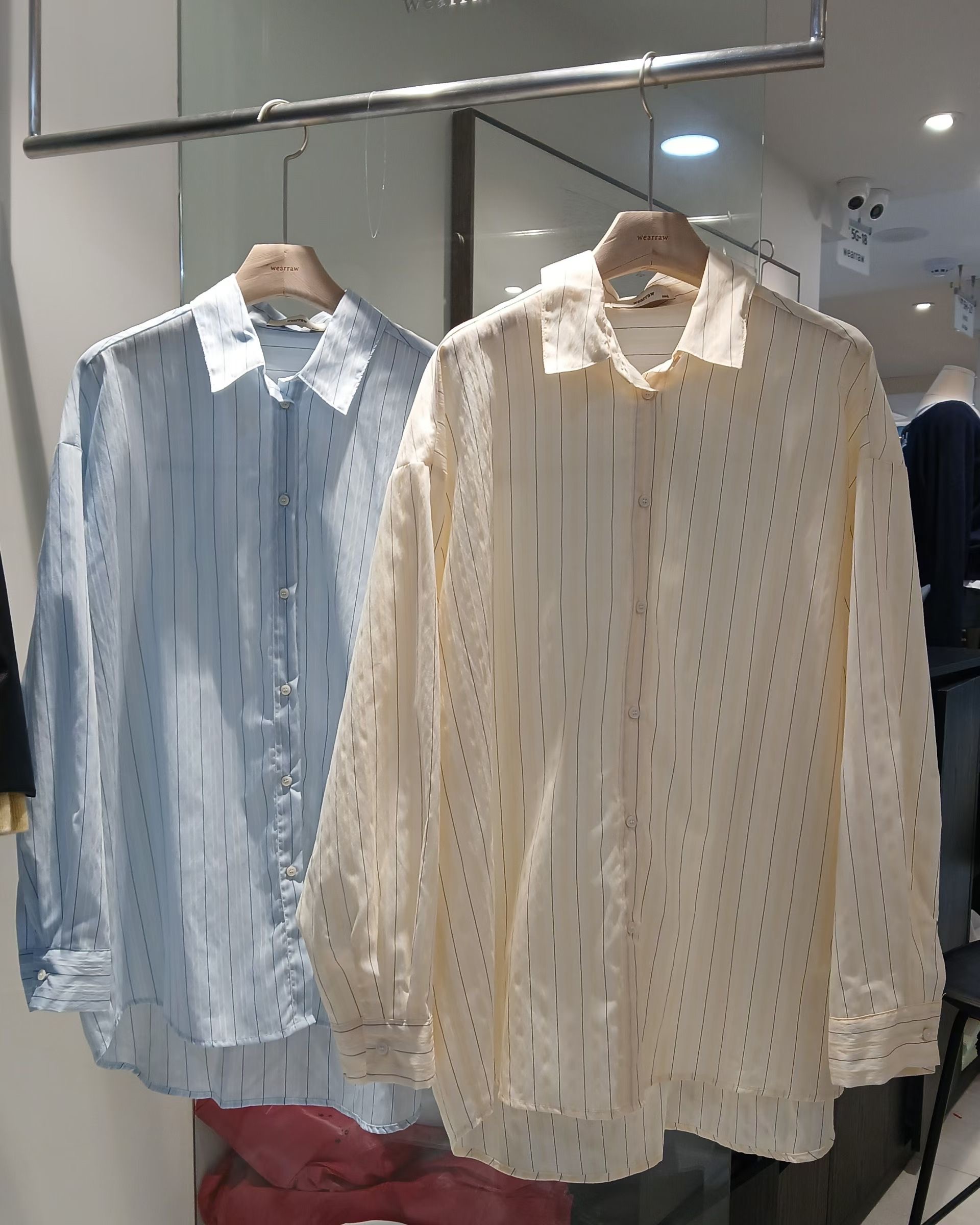 WEARRAW/WELL ROW韓國直郵女士新款休閑襯衫蕾絲衫條紋WEARRAW/WELL ROW襯衫/蕾絲衫