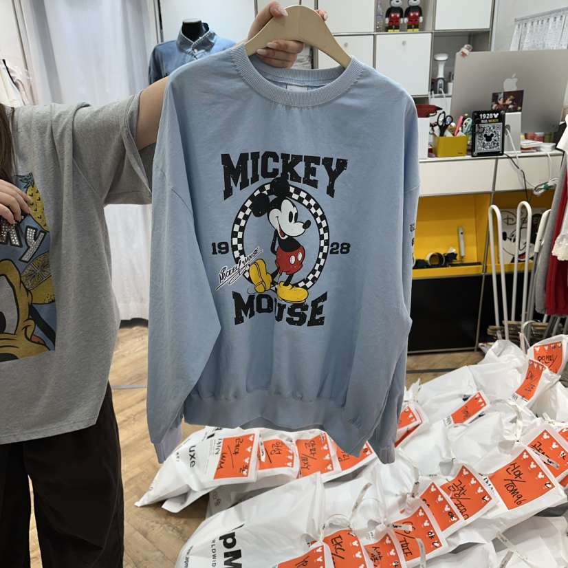 DE LINE韓國直郵實拍女士新品熱賣推薦休閑衛衣格子亞麻DE LINE衛衣