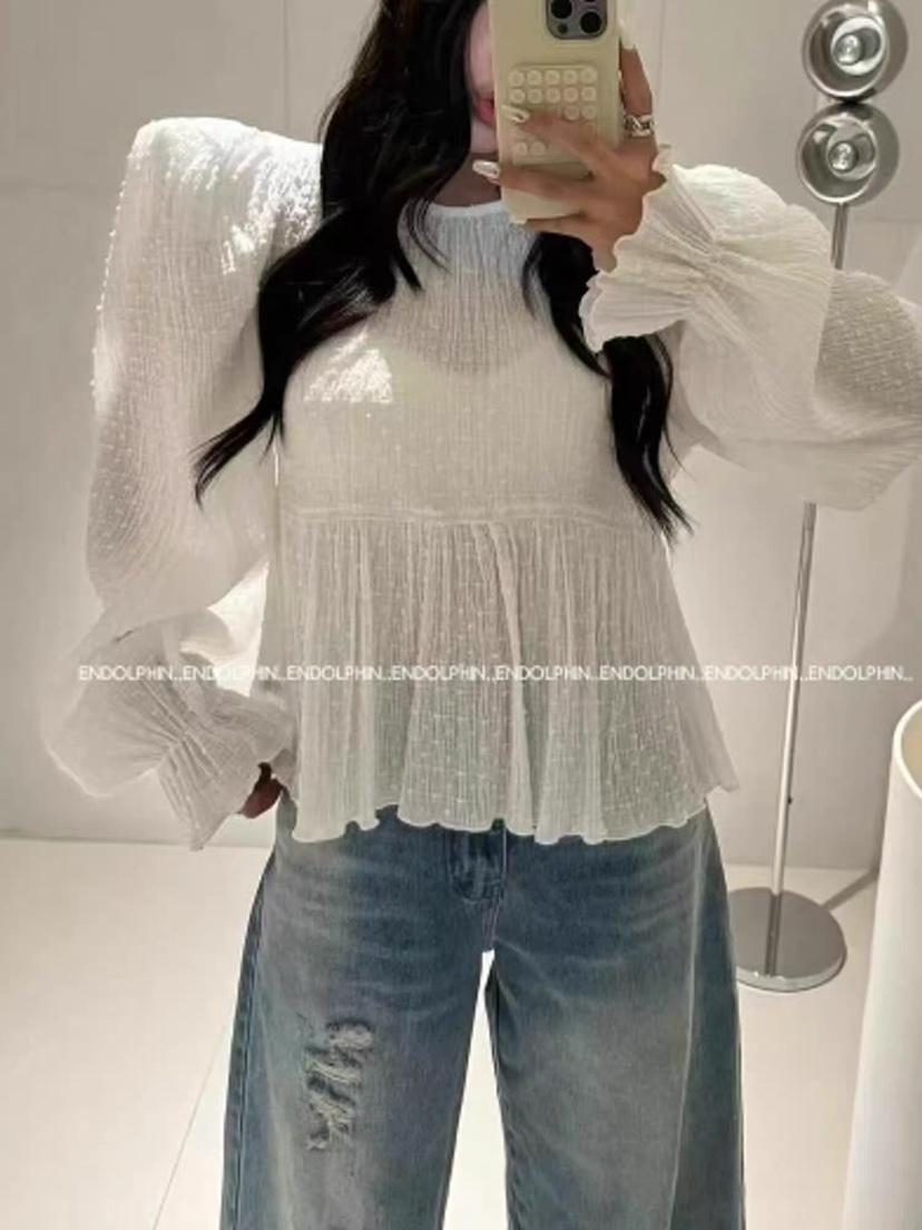 ENDOLPHIN韓國直郵女裝新品休閑熱賣26春夏職業襯衫蕾絲衫ENDOLPHIN襯衫/蕾絲衫