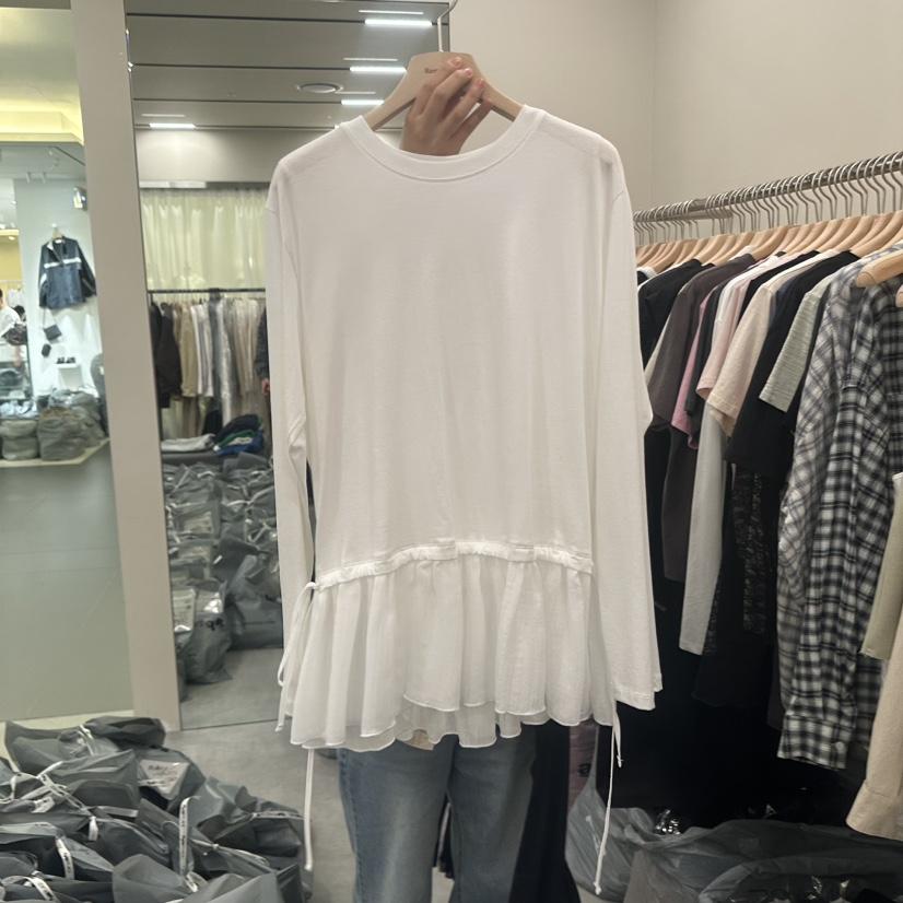 URBANSTORY/REMAKING韓國代購女裝新品推薦長袖T恤荷葉邊Remaking/URBANSTORY長袖T恤