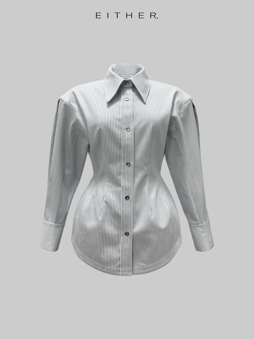 EITHER韓國直郵女士新款時尚休閑熱賣職業人氣26春夏夾克條紋EITHER夾克