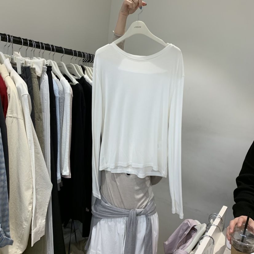 JINSIM韓國直郵實拍女裝新品人氣熱賣職業推薦休閑長袖T恤JINSIM長袖T恤