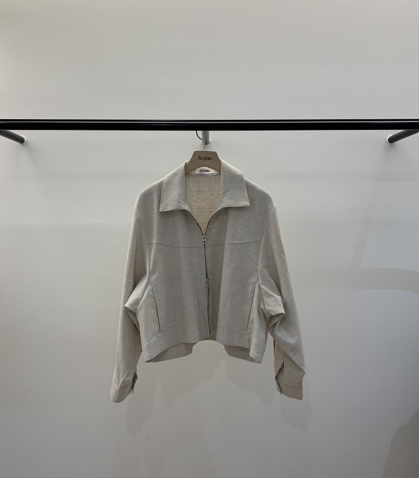 LA CREME韓國東大門代購女士新品人氣推薦職業夾克拉鏈亞麻LA CREME夾克