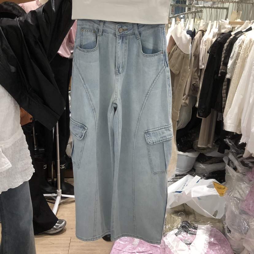 OGI韓國直郵實拍女裝新品職業人氣26春夏牛仔褲工裝褲鏤空FLat OGI牛仔褲