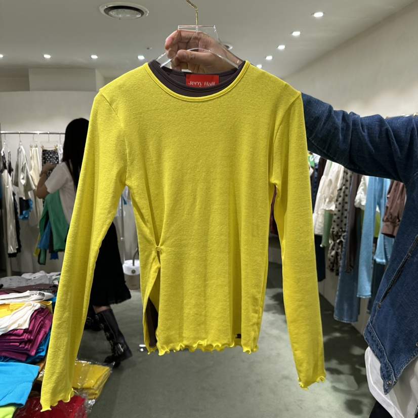 JERRY HALL-P韓國東大門直郵女士新款推薦長袖T恤不含內搭紐扣JERRY HALL長袖T恤